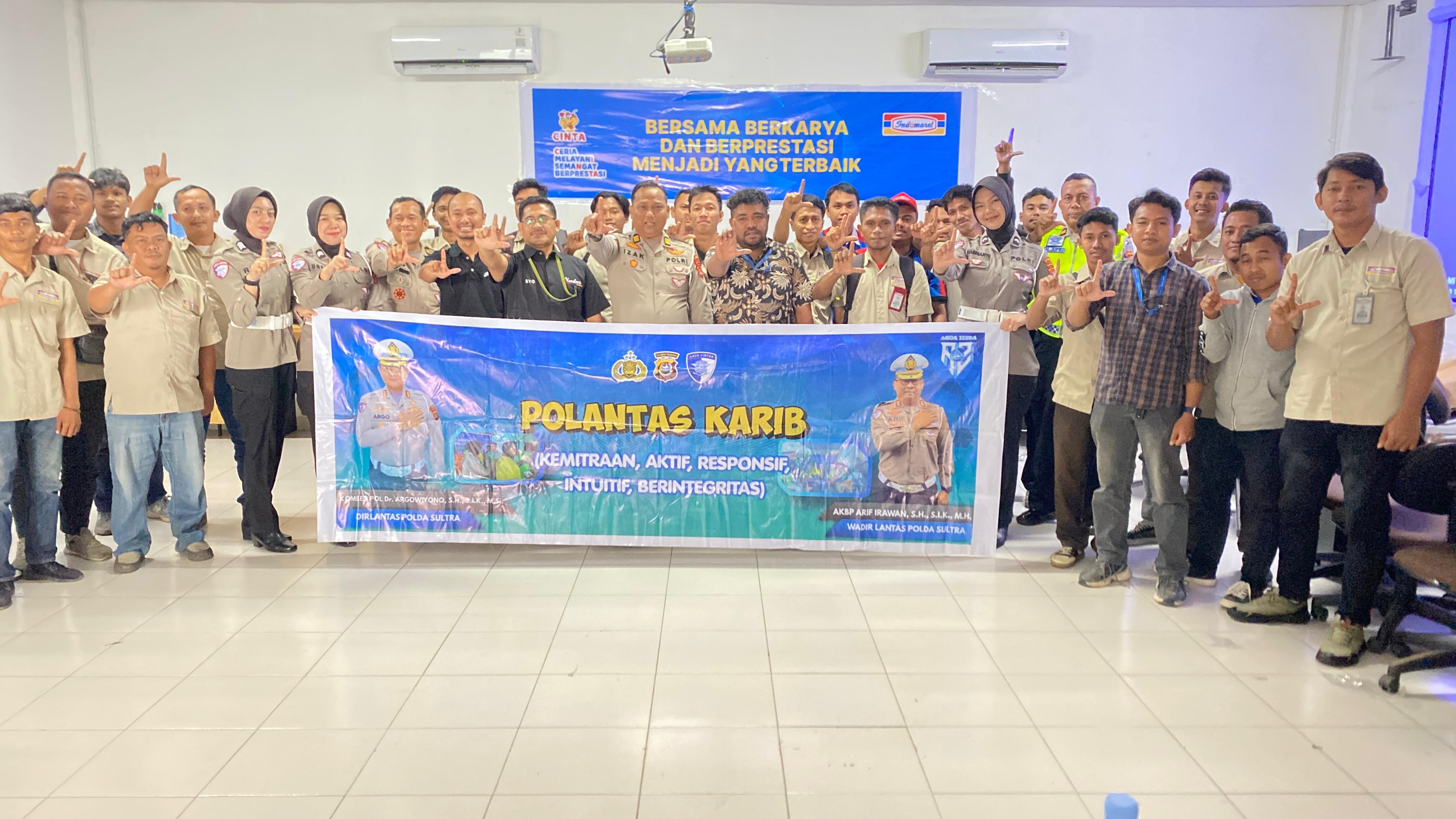 Ditlantas Polda Sultra Sosialisasikan Keselamatan Berlalu Lintas kepada Pengemudi PT Indomarco Prismatama