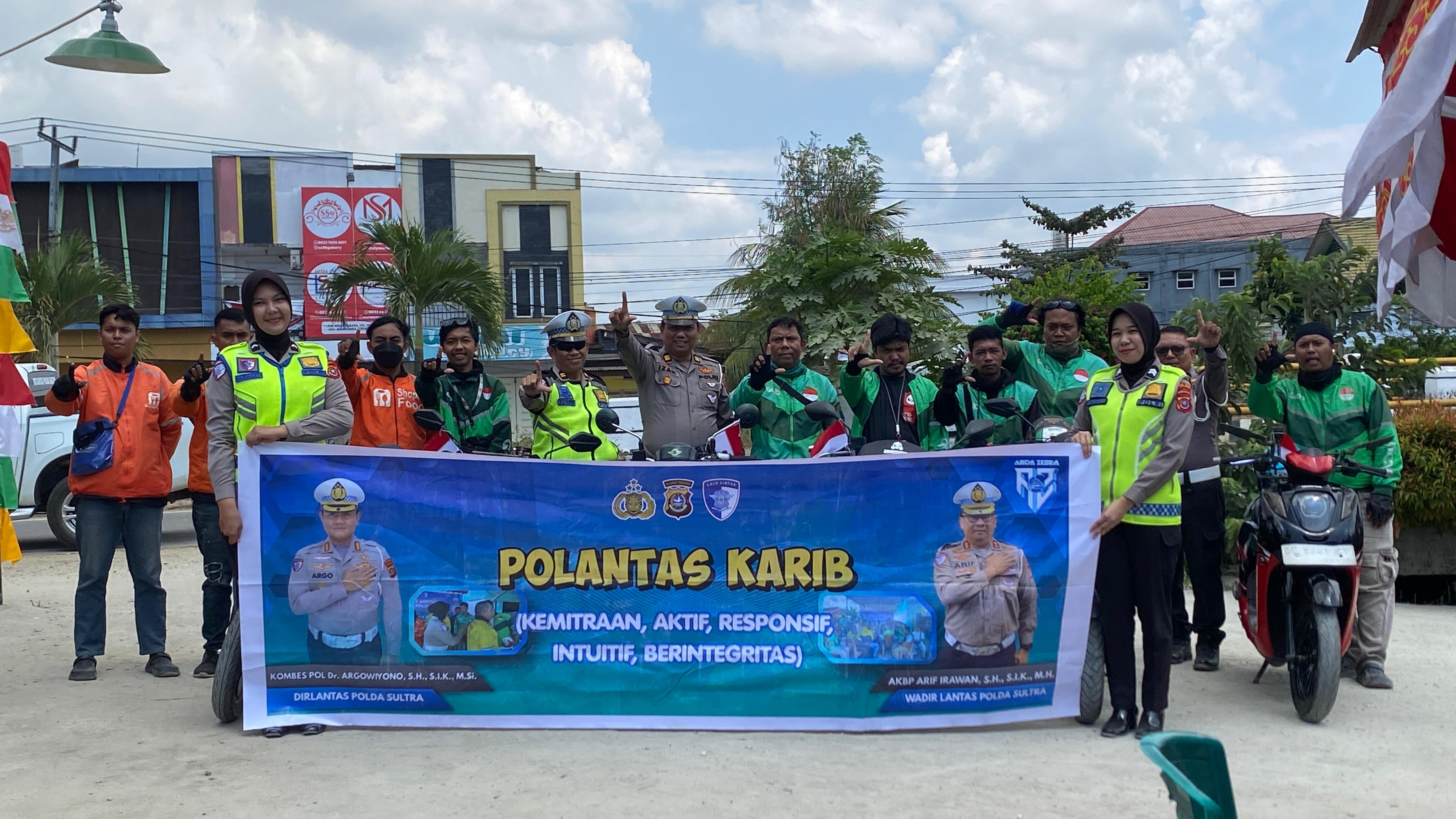 Polantas Karib Sambangi OJOL ARMI, Semarakkan HUT RI ke-81 dengan Ornamen Merah Putih